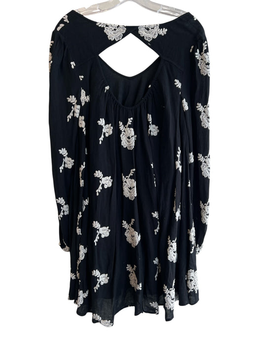 Free People Size SP Black & White 100% Cotton Deep Cowl Neck Baggy Fit Dress Black & White / SP