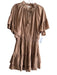 Entro Size Large Light Brown Rayon Blend Elastic Waist Tiered short sleeve Dress Light Brown / Large