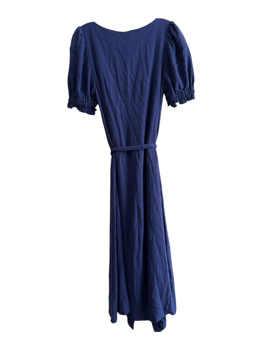 Sugar + Lips Size Medium Navy Rayon Blend Square Neck Short Puff Sleeve Dress Navy / Medium