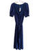 Sugar + Lips Size Medium Navy Rayon Blend Square Neck Short Puff Sleeve Dress Navy / Medium
