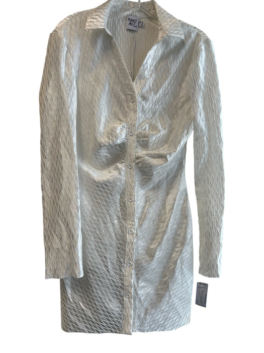 Princess Polly Size 4 White Polyester Button Down Long Sleeve Collared Dress White / 4