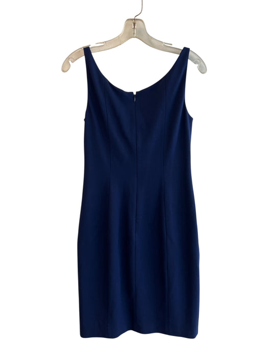Elie Tahari Size 4 Navy Viscose Blend Sleeveless V Neck Sequin Detail Dress Navy / 4