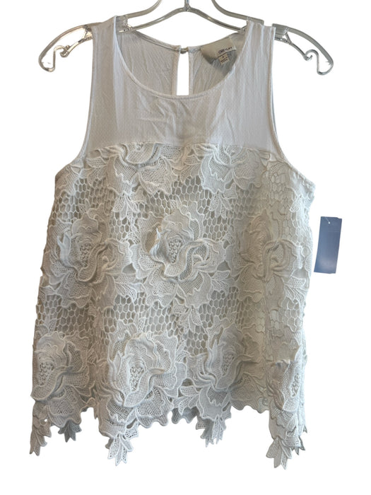 Greylin Size Small White Polyester Lined Sleeveless Round Neck Applique Top White / Small