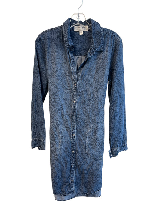 Cloth & Stone Size XS Blue Tencel Button Down All Over Print Collared Dress Blue / XS