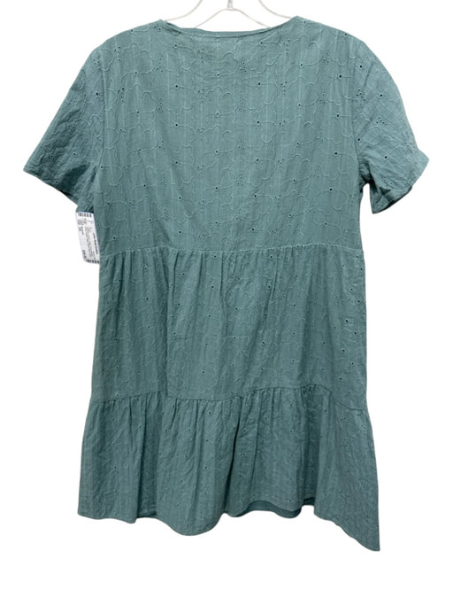 Madewell Size XS Seafoam Green Cotton Embroidered Floral Button Detail Dress Seafoam Green / XS