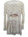 Free People Size 6 Cream Nylon Lace Overlay Floral Lined Skater Dress Cream / 6