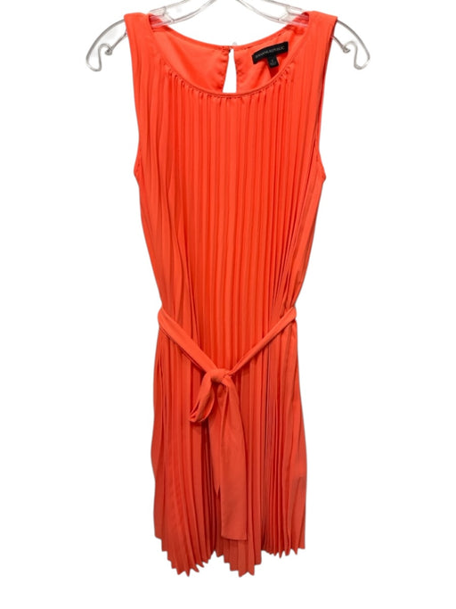 Banana Republic Size 2 Orange Polyester Blend Pleated Sash swing Dress Orange / 2
