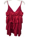 TCEC Size M Red Polyester Metallic Tiered V Neck Mini Dress Red / M