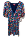 Staud Size 6 navy blue & multi Polyester Floral Short Sleeve V Neck Mini Dress navy blue & multi / 6