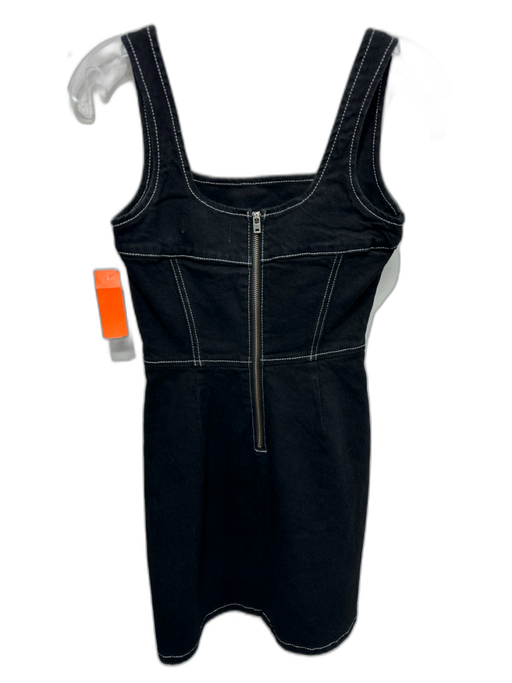 Reformation Jeans Size 0 Black Cotton Blend Denim Contrast Stitching Dress Black / 0