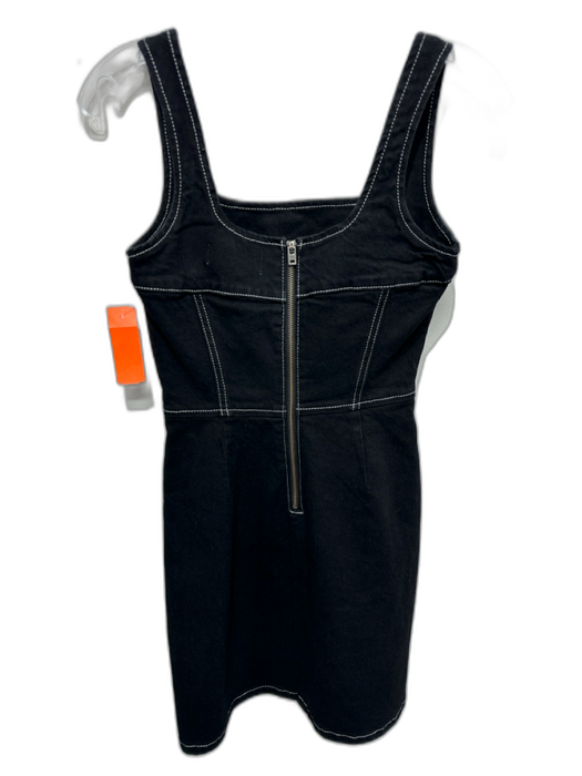 Reformation Jeans Size 0 Black Cotton Blend Denim Contrast Stitching Dress Black / 0