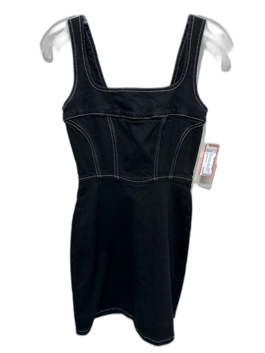 Reformation Jeans Size 0 Black Cotton Blend Denim Contrast Stitching Dress Black / 0