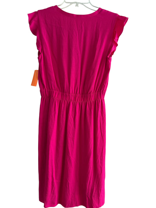 Kate Spade Size 6 Pink Crepe Frilled V Neck Elastic Waist Knee length Dress Pink / 6