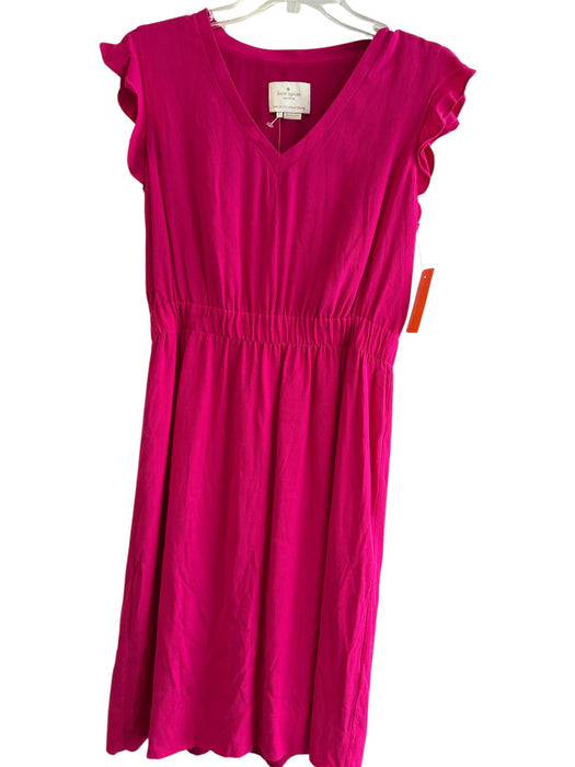 Kate Spade Size 6 Pink Crepe Frilled V Neck Elastic Waist Knee length Dress Pink / 6
