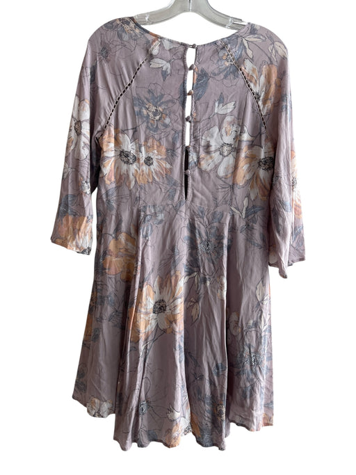 Free People Size 4 Purple Rayon Floral Back button Mini Dress Purple / 4