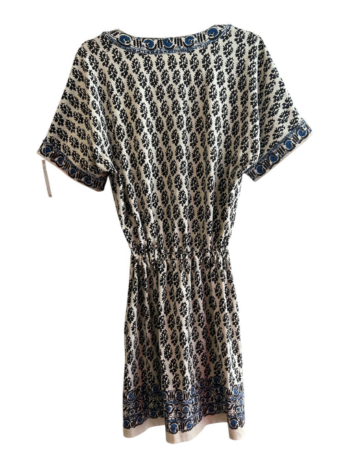 Tory Burch Size S Beige & Multi 100% Pima Cotton Mandarin Collar V Neck Dress Beige & Multi / S