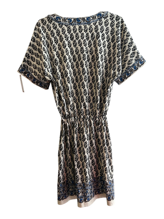 Tory Burch Size S Beige & Multi 100% Pima Cotton Mandarin Collar V Neck Dress Beige & Multi / S