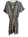 Tory Burch Size S Beige & Multi 100% Pima Cotton Mandarin Collar V Neck Dress Beige & Multi / S