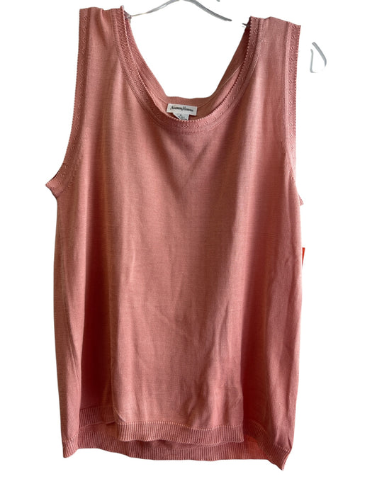Neiman Marcus Size M Pink 100% Silk Knit Pointelle Round Neck Sleeveless Top Pink / M