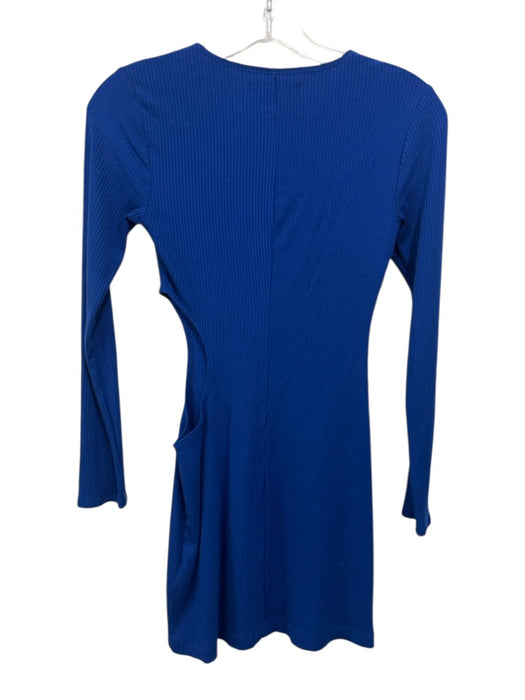 Reformation Size S Blue Tencel Lyocell Blend Ribbed Knit Long Sleeve Mini Dress Blue / S