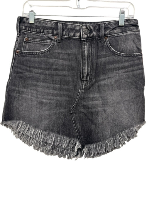 We The Free Size 27 Charcoal Gray Cotton Denim Distressed Wash Fringe hem Skirt Charcoal Gray / 27