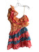 Farm Rio Size Small Red, Orange & Blue Cotton Lined One Shoulder Cherries Dress Red, Orange & Blue / Small