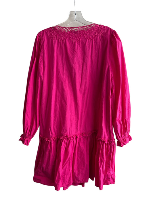J Crew Size Medium Hot pink Cotton Long Sleeve A Line Knee Length Dress Hot pink / Medium