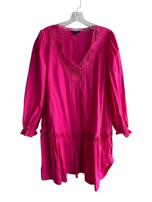 J Crew Size Medium Hot pink Cotton Long Sleeve A Line Knee Length Dress Hot pink / Medium