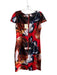 Amelia Size 6 Red & Multi Polyester Back Zip Cap Sleeve Round Neck Dress Red & Multi / 6