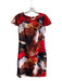 Amelia Size 6 Red & Multi Polyester Back Zip Cap Sleeve Round Neck Dress Red & Multi / 6
