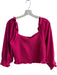Free People Size Large Fuchsia Polyester Square Neck & Back Half Sleeve Crop Top Fuchsia / Large