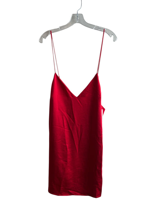 Superdown Size Large Red Polyester Lined V Neck Spaghetti Strap Above Knee Dress Red / Large