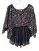 Free People Size S Black, Pink & Multi Cotton Cape Sleeve Drawstring Waist Dress Black, Pink & Multi / S