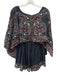 Free People Size S Black, Pink & Multi Cotton Cape Sleeve Drawstring Waist Dress Black, Pink & Multi / S