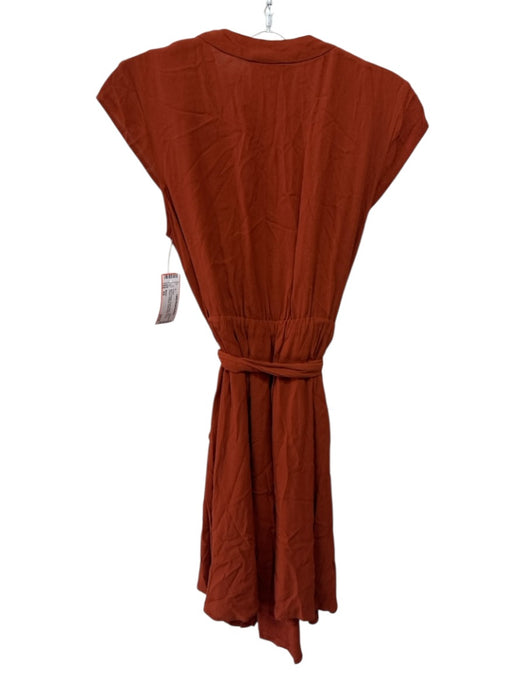 Maeve Size XS Burnt Orange Viscose Blend Short Sleeve Surplice Above Knee Dress Burnt Orange / XS