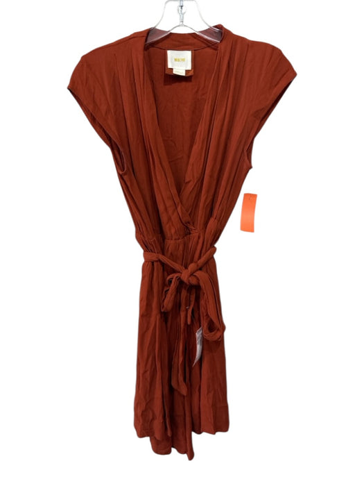 Maeve Size XS Burnt Orange Viscose Blend Short Sleeve Surplice Above Knee Dress Burnt Orange / XS