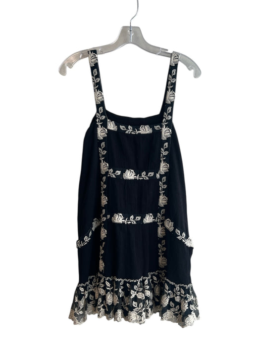 Alice & Olivia Size XS Black & White Cotton Blend Sleeveless Embroidered Dress Black & White / XS