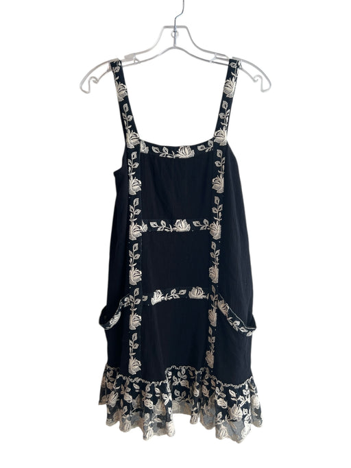 Alice & Olivia Size XS Black & White Cotton Blend Sleeveless Embroidered Dress Black & White / XS