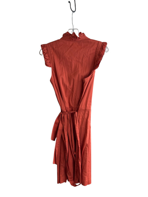 Eliza J Size 16 Orange Cotton Sleeveless V Neck Belt Side Zip Dress Orange / 16