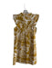 THML Size Small Mustard & Multi Cotton round split neck Ruffle Sleeveless Dress Mustard & Multi / Small