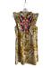 THML Size Small Mustard & Multi Cotton round split neck Ruffle Sleeveless Dress Mustard & Multi / Small