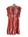 Elan Size Small Orange & White Rayon round split neck Paisley Knee length Dress Orange & White / Small