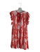 Elan Size Small Orange & White Rayon round split neck Paisley Knee length Dress Orange & White / Small