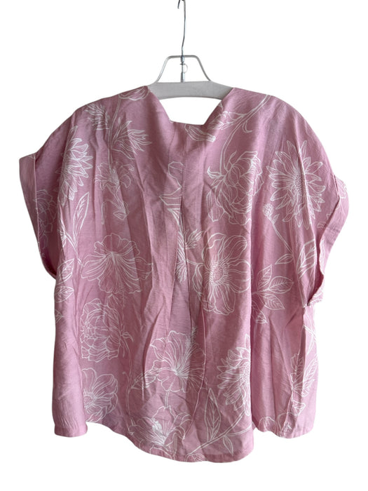 Klesis Size Medium Pink & White Rayon Blend Elastic Waist Wide Neck Short Set Pink & White / Medium