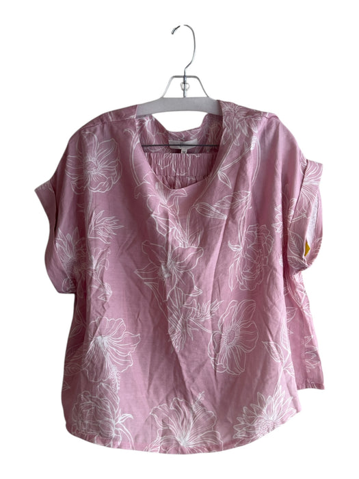 Klesis Size Medium Pink & White Rayon Blend Elastic Waist Wide Neck Short Set Pink & White / Medium