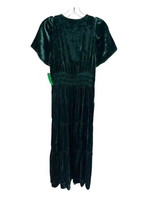 Anthropologie Size S Emerald Green Viscose Blend Short Sleeve Midi Dress Emerald Green / S