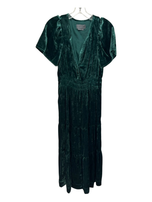 Anthropologie Size S Emerald Green Viscose Blend Short Sleeve Midi Dress Emerald Green / S