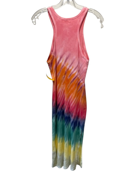 YFB Size L Multi Color Cotton & Modal Tie Dye Ribbed Tank Side Slit Dress Multi Color / L