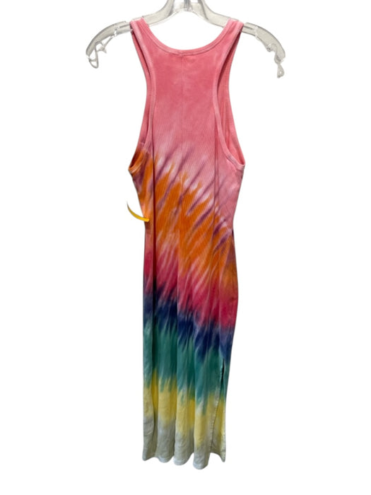YFB Size L Multi Color Cotton & Modal Tie Dye Ribbed Tank Side Slit Dress Multi Color / L