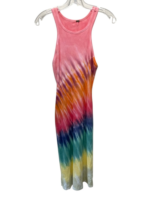 YFB Size L Multi Color Cotton & Modal Tie Dye Ribbed Tank Side Slit Dress Multi Color / L